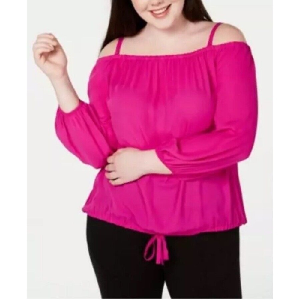 I.n.c.  Off-The-Shoulder Tie-Front Top Pink Size XL